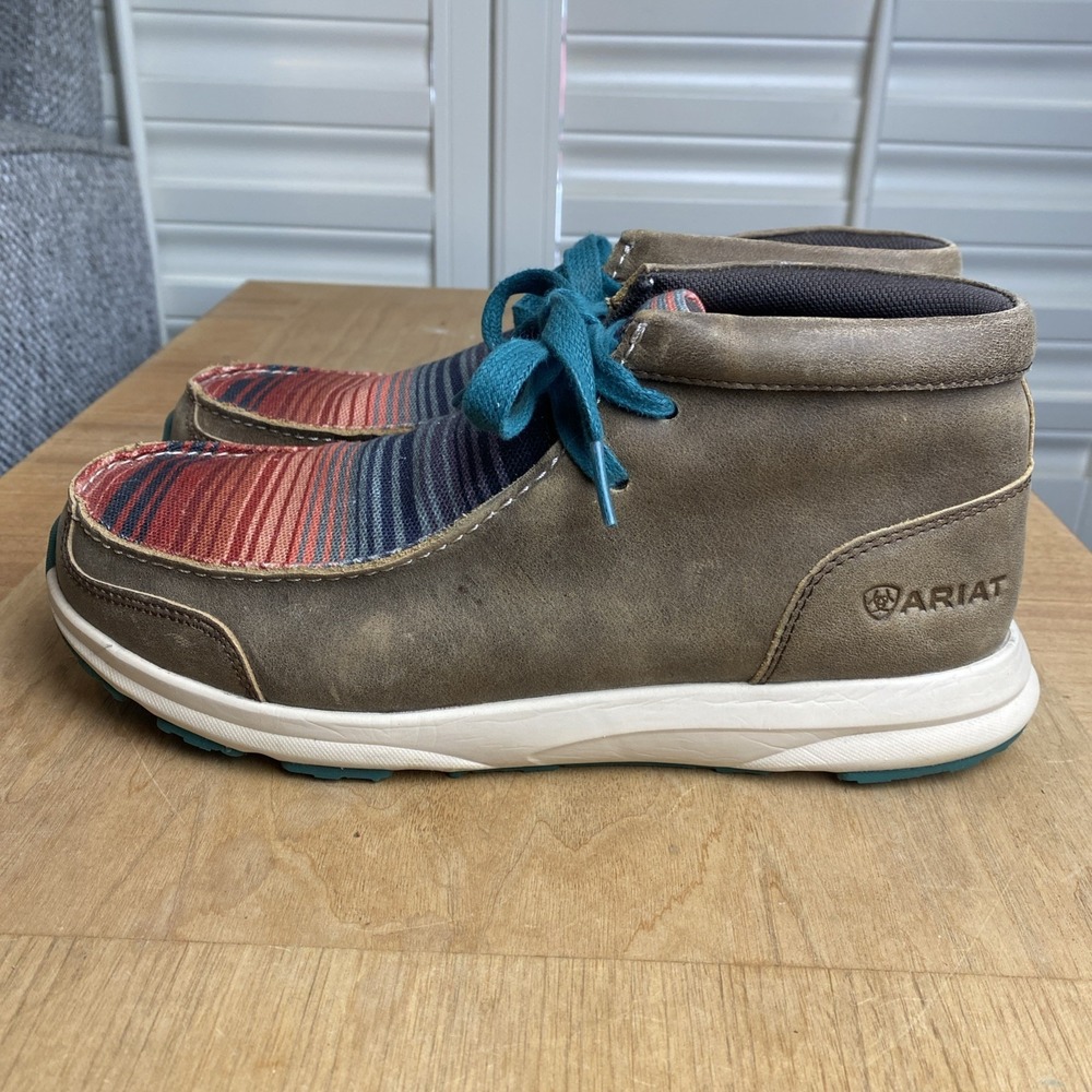 ARIAT SERAPE SPITFIRE BOOTS WOMENS ANKLE LEATHER CANVAS LACE UP SZ 8.5B Cowgirl - Picture 4 of 10